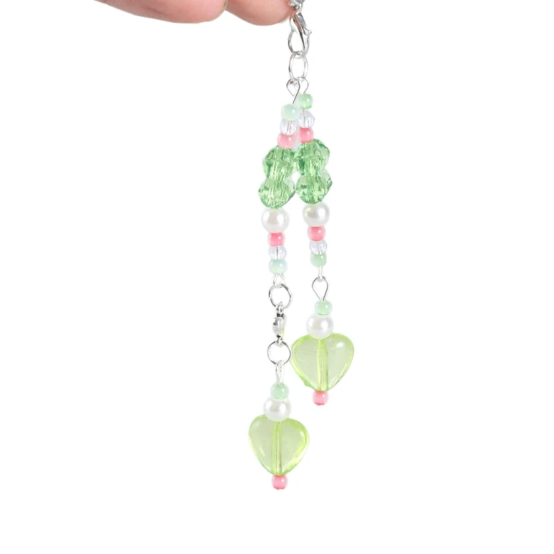 652F Модный брелок из бисера с четырьмя листьями клевера для телефона