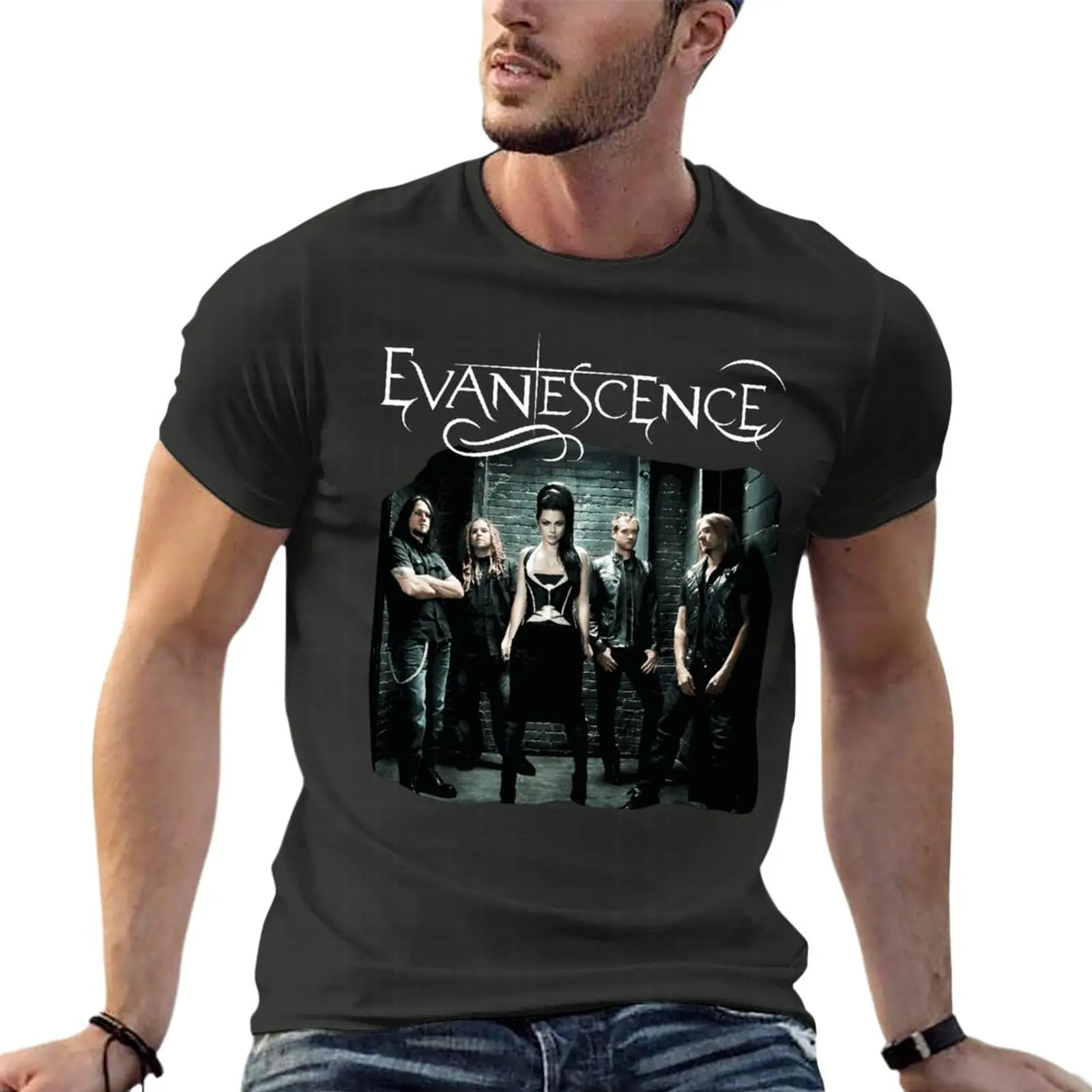 

Evanescence Death Metal Band Oversized T-Shirts Branded Mens Clothes 100% Cotton Streetwear Plus Size Tops Tee