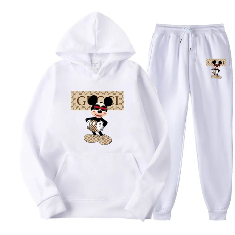 

2023 Autumn And Winter Fashion Atmosphere Sportswear 2-Piece Men's/women's Solid Color Printed Hooded Sportswear Women's Sports