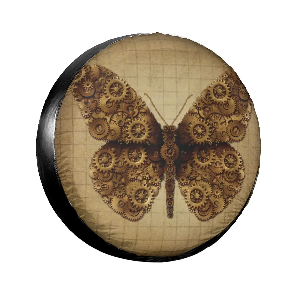 

Universal Car Tire Cover Case Spare Tire Wheel Bag Tyre Spare Storage Cover Steam Punk Butterfly And Steampunk Grunge Wings