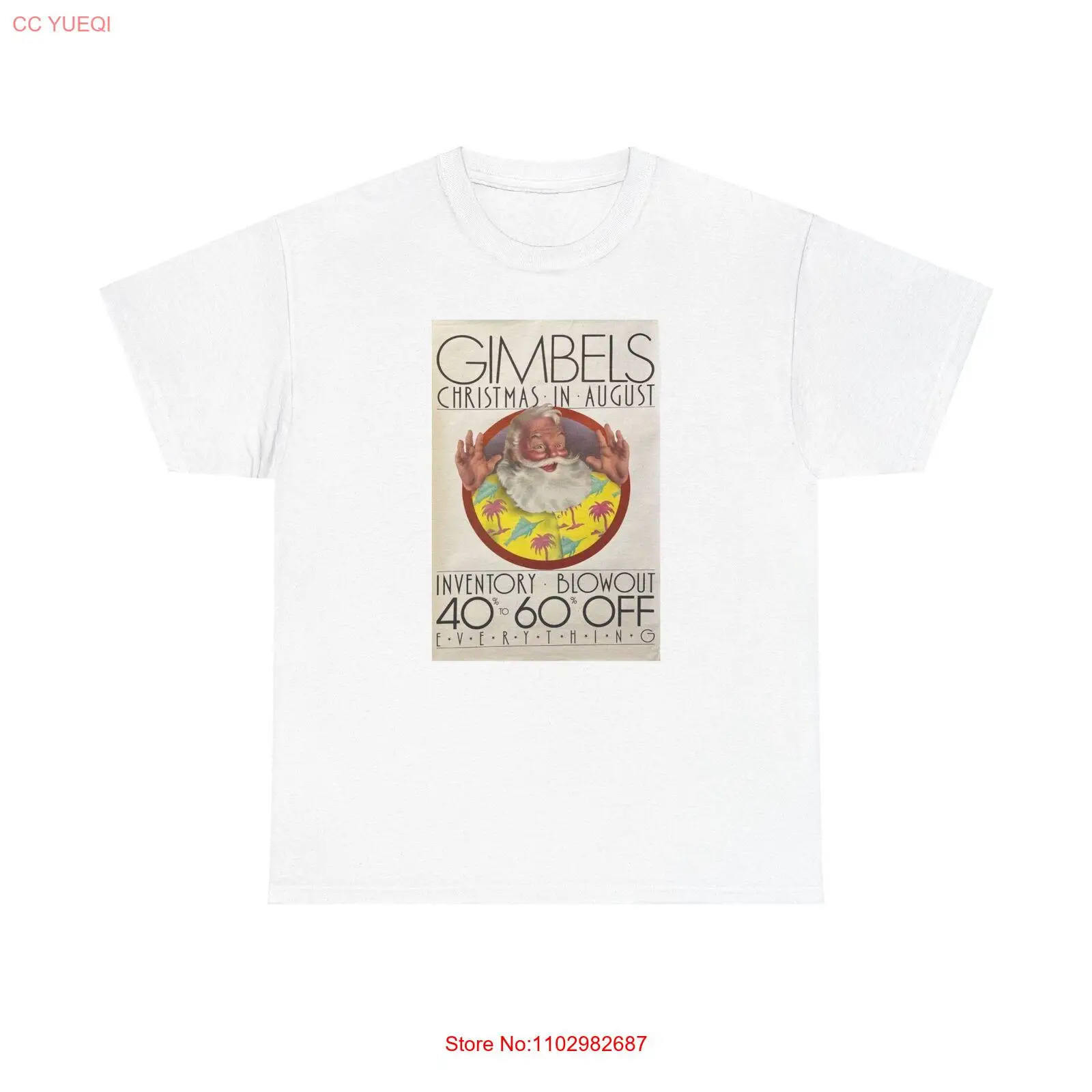 Винтажная рождественская футболка Gimbels Department Store праздничная Gimbel Brothers