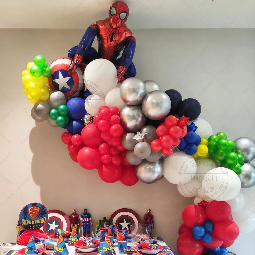 

1set 3D Big Spiderman Mylar Foil Balloon Garland Hero Foil Balloons Happy Birthday Party Decoration Iron Man Children's Gifts