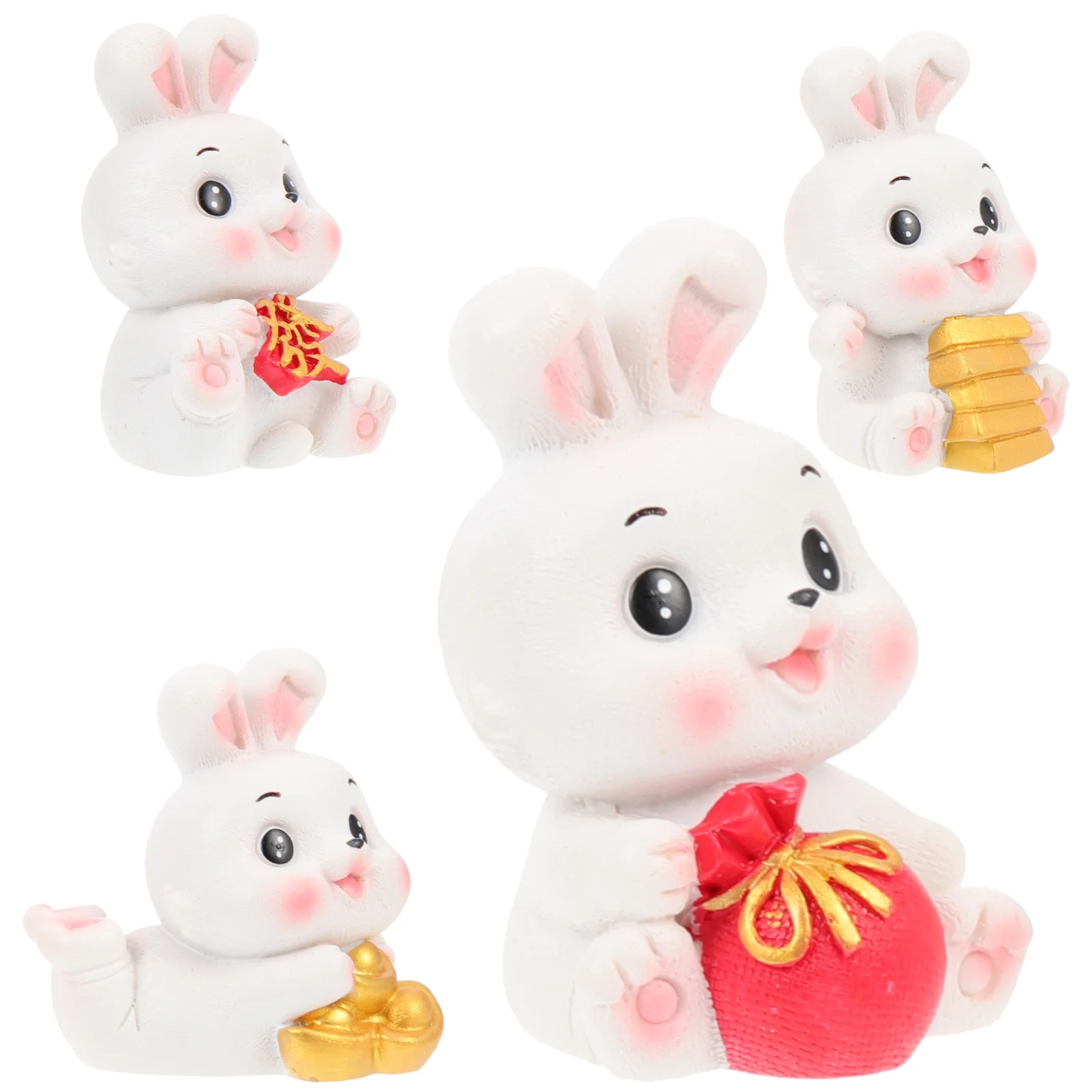 

Rabbit Figurine Ornaments Year Mascot Animal Interior Car Dashboard Cat Gift New Ornament Desktop Model Decor Figurines Fortune