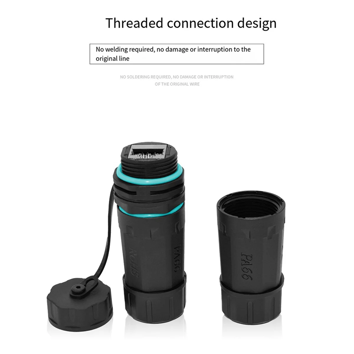 Сетевой разъем RJ45 с прямой головкой IP68 водонепроницаемый сетевого кабеля Cat5/Cat6