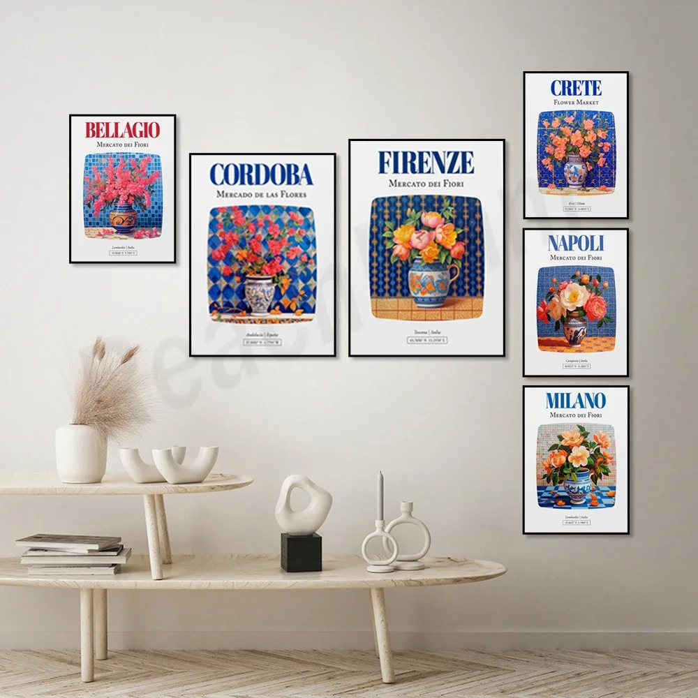 Неаполь Италия Балеарские острова Испания Zakynthos Салоники Mercato dei Fiori Плакат Maiolica с