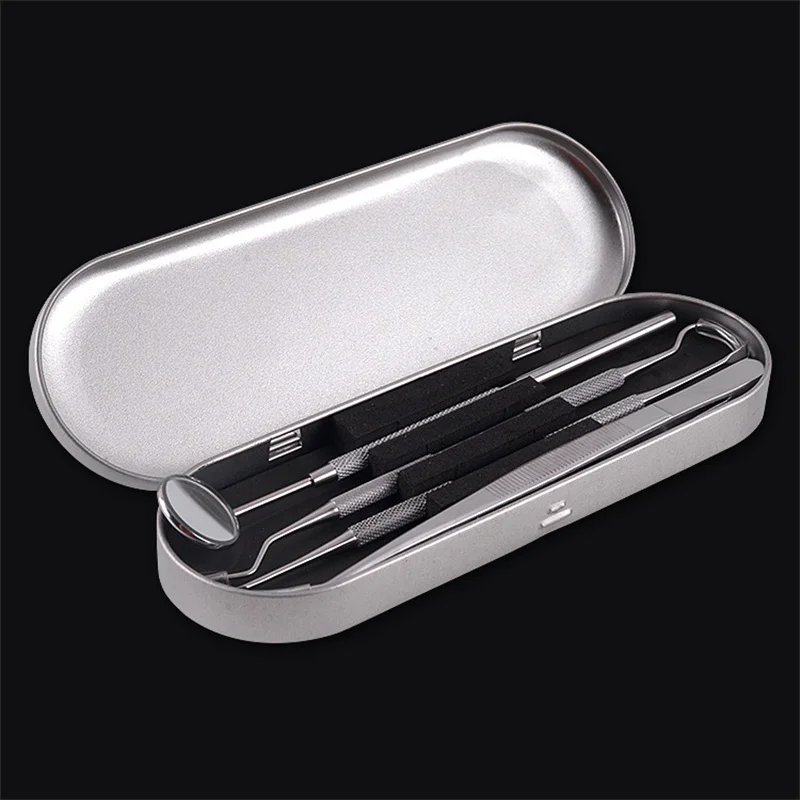

4-Piece Dentist Tools Tooth Cleaning Oral Care Tool Set Tooth Stain Probe Oral Mirror Clip