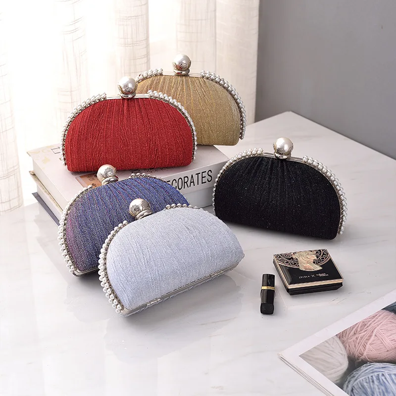 Women's Party Banquet Clutch Wedding Crossbody Bag Pearl Shell Bag Fashion Evening Handbags Luxury Chain Strap Shoulder Bags