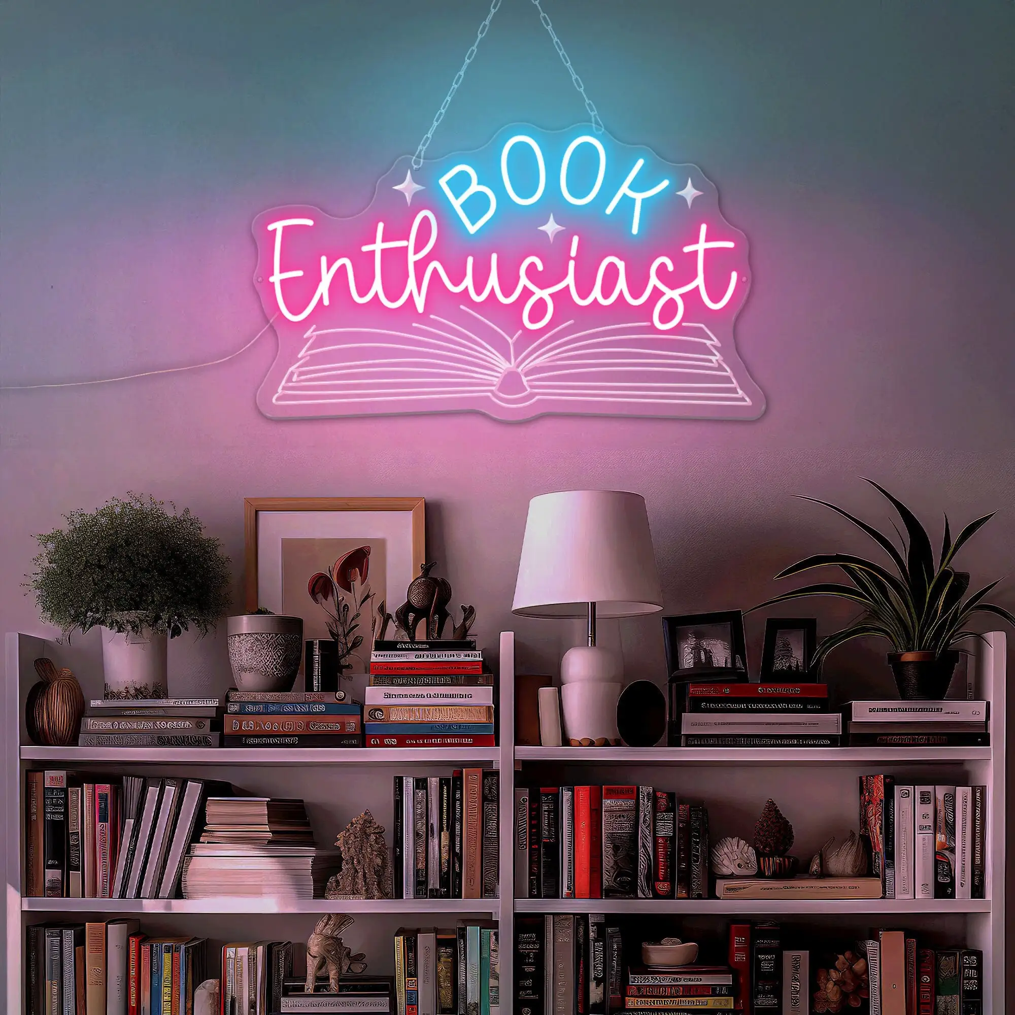 Неоновая вывеска для чтения книги с энтузиастом Настенный декор библиотеки