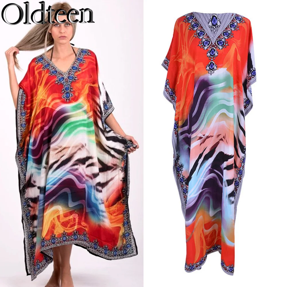 

New Cotton Positioning Printing Long Skirt Seaside Vacation Skirt Casual Street Sun Protection Kimono Summer Swimsuit Cover Up