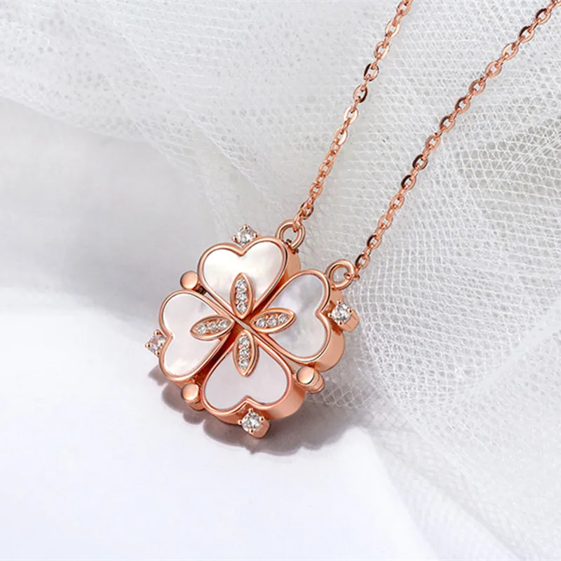 

Unusual Together Heart Four-leaf Clover Flower Pendant Stainless Steel Necklace Women Girls New Design Gift Jewelry