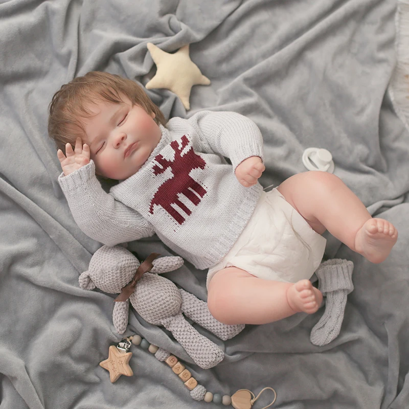

50CM Finished Doll Sleeping Joseph As Picture Reborn Baby Doll Hand Paint Doll with Genesis Paint High Quality 3D skin