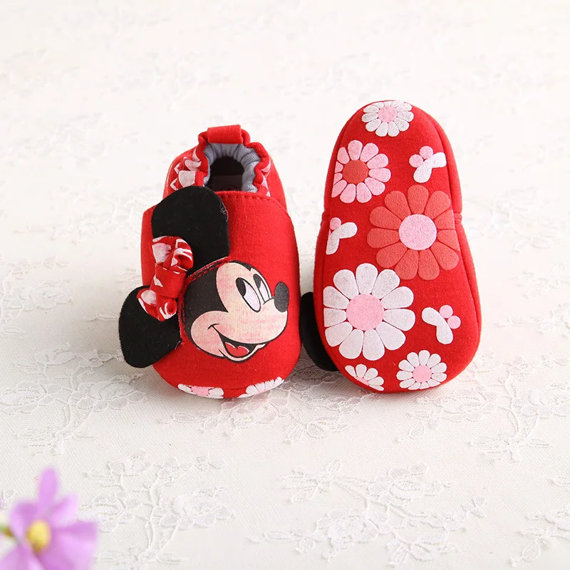

Disney Fashion Mickey New Autumn Winter Baby Shoes Girls First Walkers Newborn Shoes 0-18M Shoes First Walkers Size 10.5-12.5cm