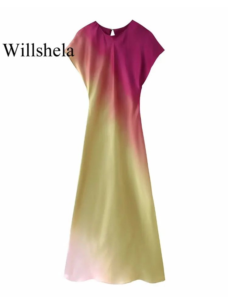 

Willshela женское модное платье миди с завязками на спине, винтажное платье с круглым вырезом и короткими рукавами, женские шикарные платья