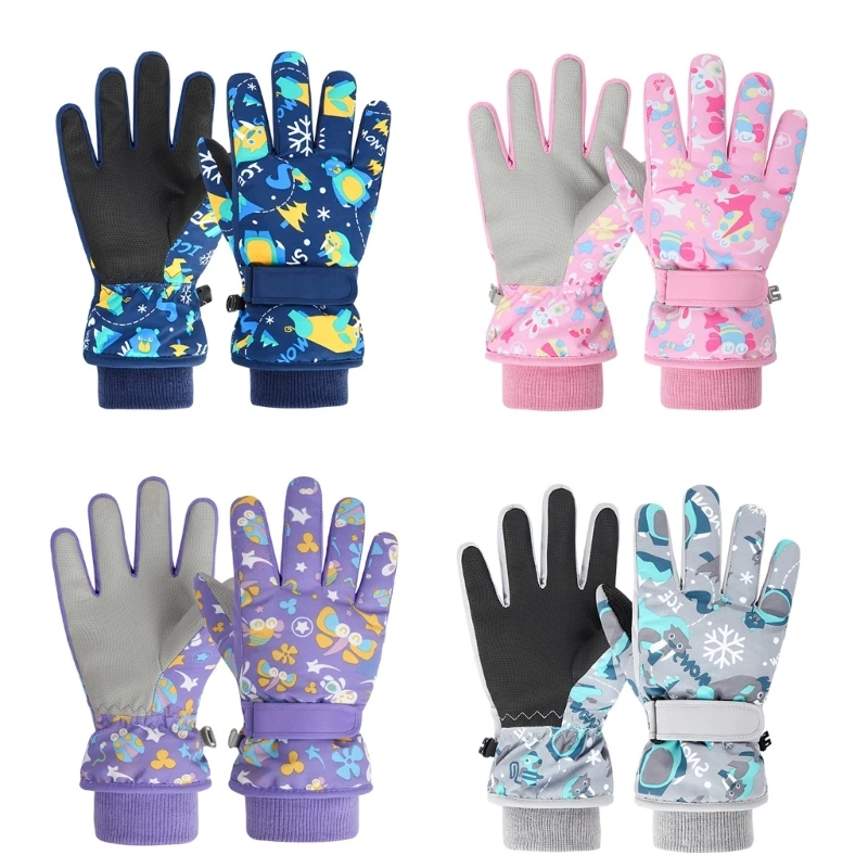

Kids Waterproof Thicken Snow Ski Glove with Buckle Loss Prevention Multi Color