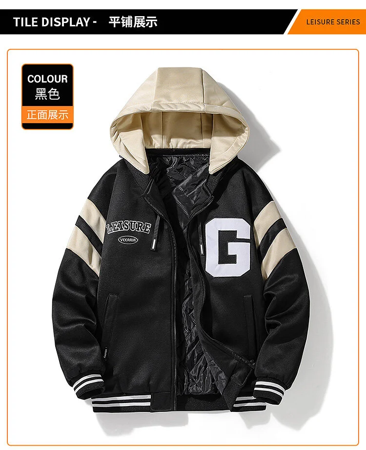 

The new winter trend for young men's baseball uniforms embroidered heavy jacket hoodie jacket