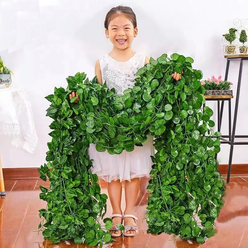 

200CM Hot Artificial Plants Rattan Creeper Green Leaf Ivy Vine for Home Wedding Decor Wholesale DIY Hanging Garland Fake Flowers