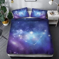 space starry sky single duvet covers pillowcase breathable washed microfiber king bedding set with zipper closure corner ties