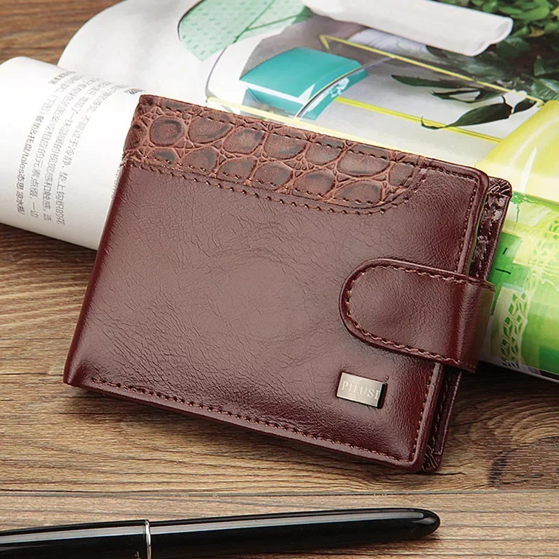 

New Brand Trifold Wallet Men Clutch Money Bag Patchwork Leather Men Wallets Short Male Purse with Coin Pocket Card Holder