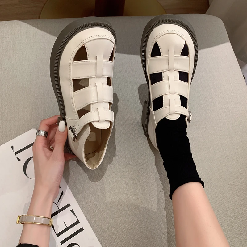 Closed Toe Sandals 2023 Women's Clogs With Heel Clear Shoes Med All-Match Suit Female Beige New Thick Medium Fashion Black Girls