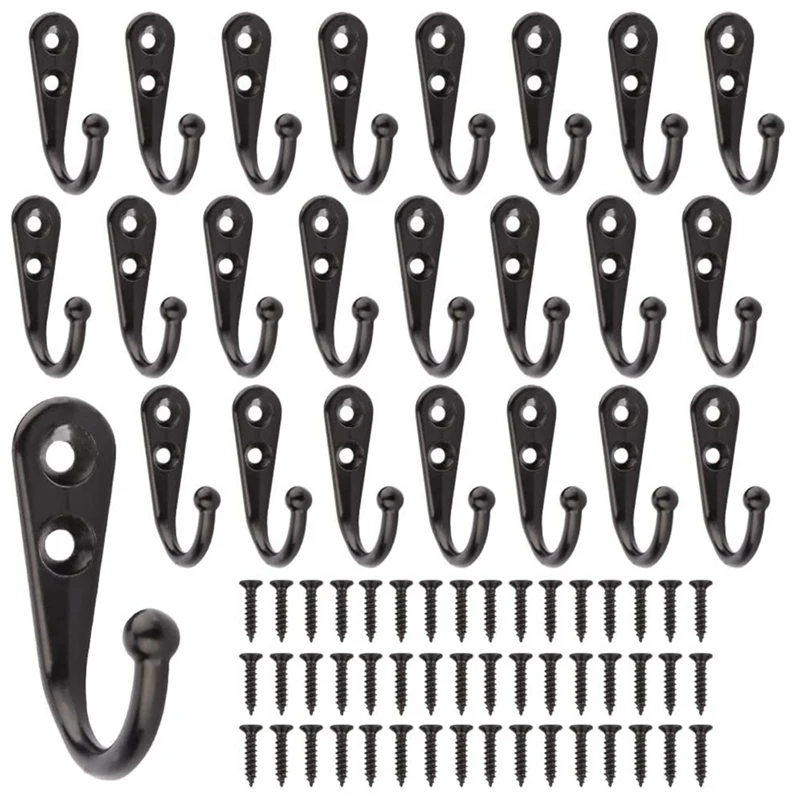 

SEWS-24 Sets Of Robe Hook Towel Holder For Bathroom Kitchen Accessories Wall Coat Key Hook With Screws Black
