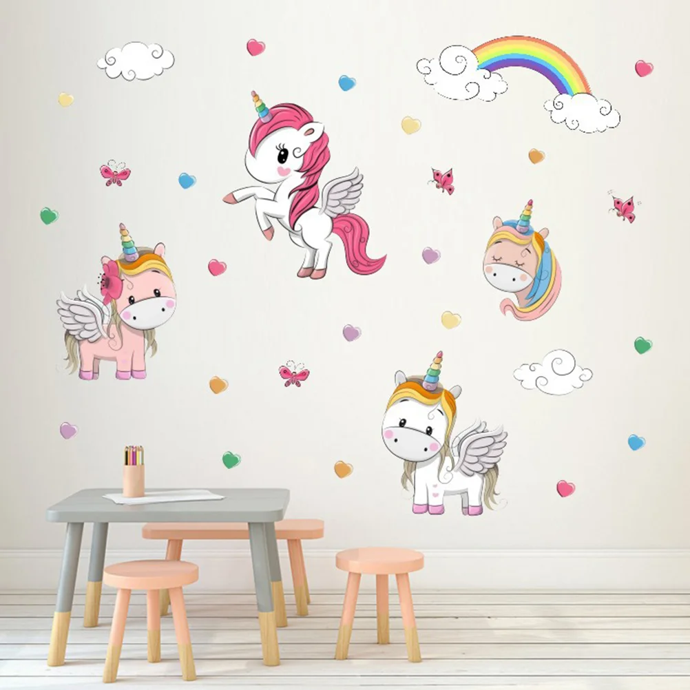 Обои для детской комнаты декоративная наклейка Радуга милый детский единорог на
