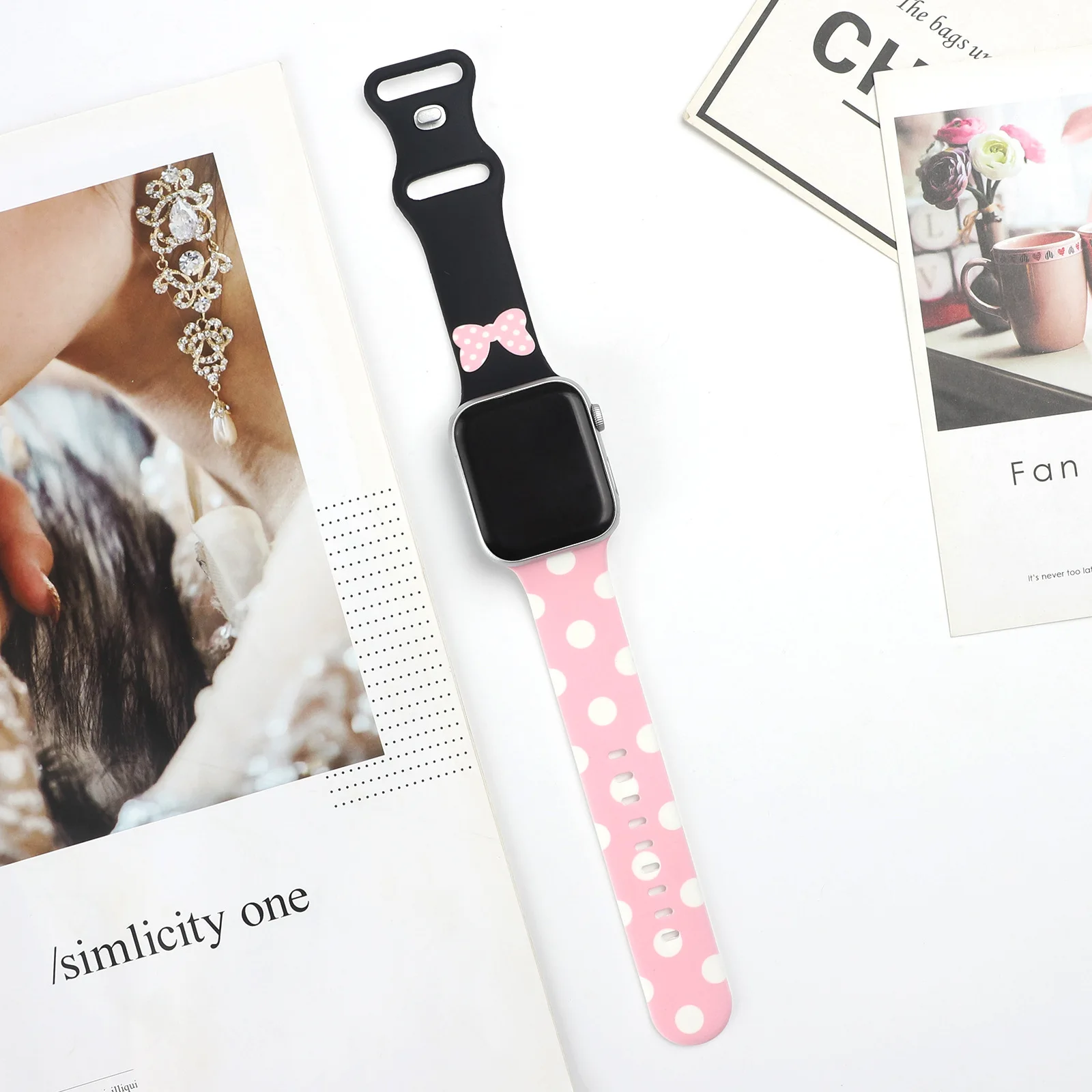 Mickey Mouse Stitch Strap For Apple Watch band 12 3 4 5 6 se  smartwatch watchband bracelet iWatch 40mm 38mm 42mm 44 mm band