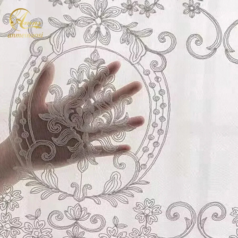 Элегантная оконная занавеска дверная вязаная с благородными цветами