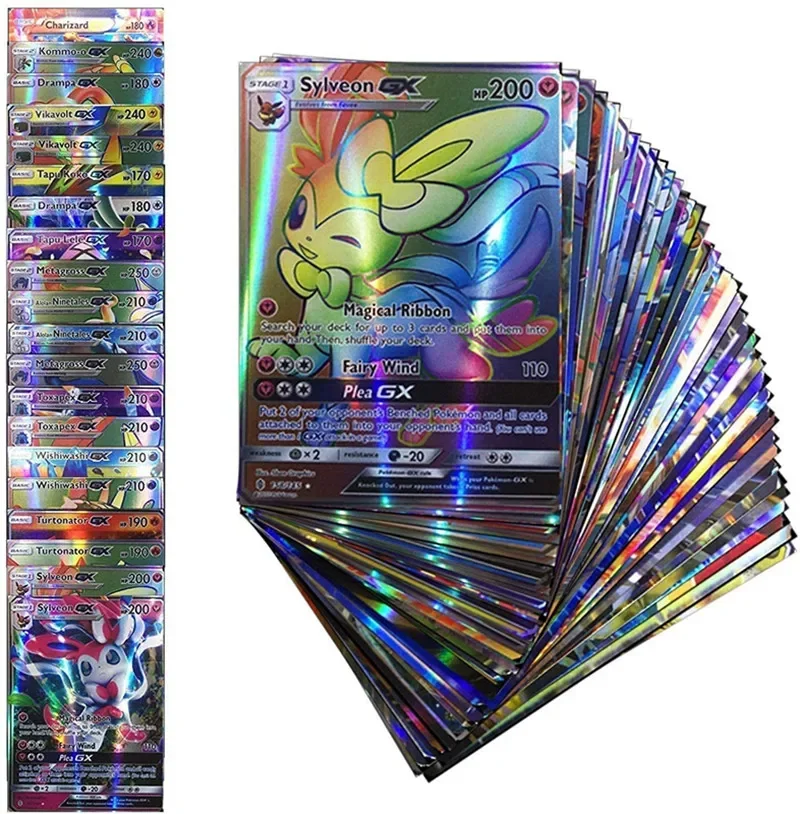 100 шт. английские карты Pokemon GX Tag Team Vmax EX Mega сияющая игра битва карта торговая