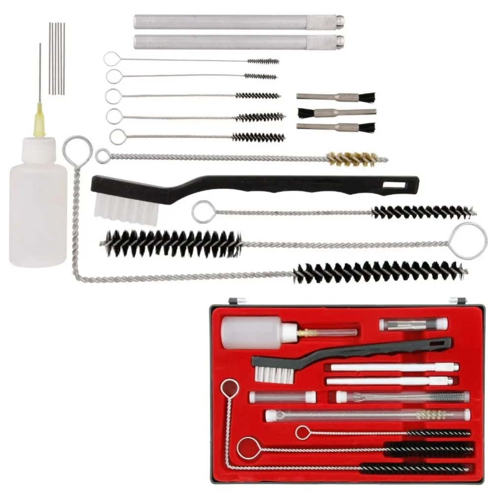 

Airbrush Special Lubricating Detail Set Long Handled Angle Brush 23pcs Airbrush SprayGun Cleaning Brush Set Metal