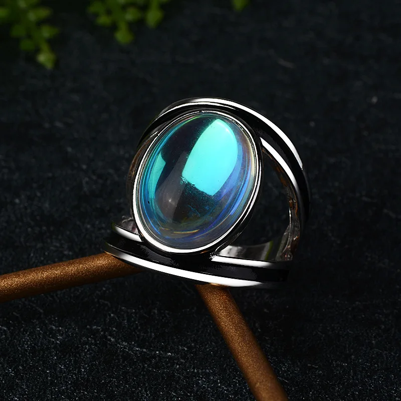 

Vintage Moonstone Ring Exaggerated Ring For Women 925 Sterling Silver Jewelry 2023 New Size 6 7 8 9 10