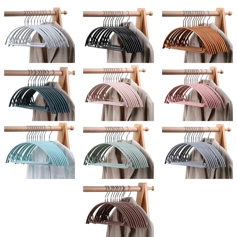 

10 Pcs Heavy Duty Metal Hanger Anti-Slip Half Round Clothes Rack Coat Organizer
