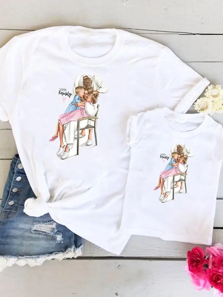 

Family Matching Outfits Women Watercolor Love Kid Child Summer Trend Cute Mom Mama Mother Tshirt Tee T-shirt Clothes Clothing