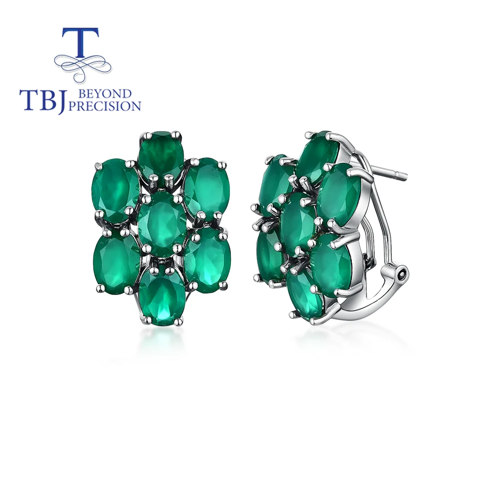 Новинка 2022 года 10 карат овальные серьги с натуральным зеленым агатом 5*7 мм из