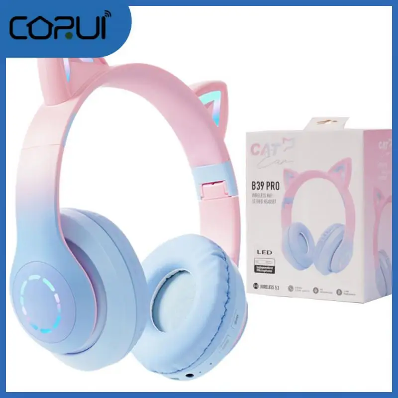 

Led Flash Light Wireless Headphone Gaming Cat Ears Headset Tws Wired Earphone With Mic Over Head Headphone Stereo