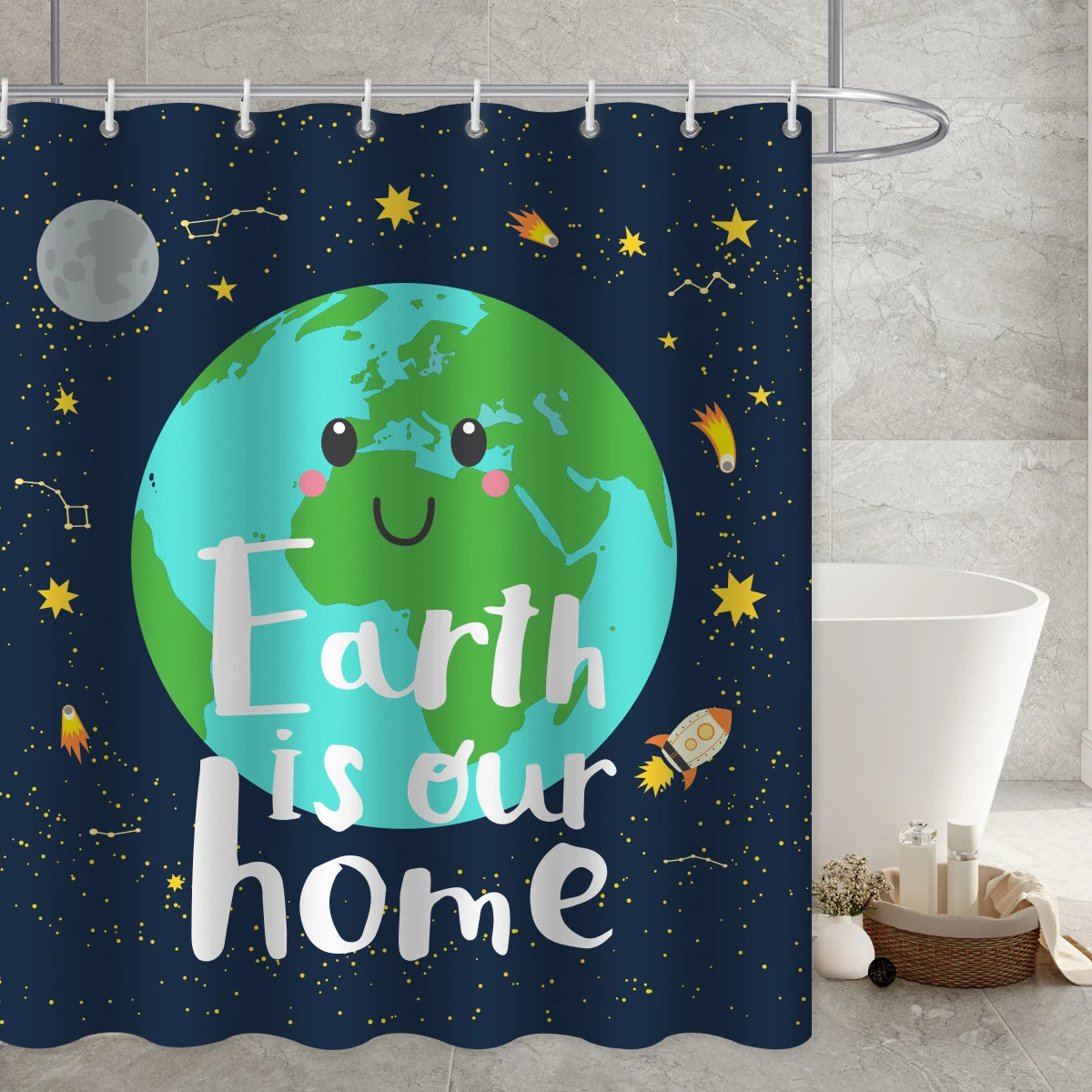 

Long Shower Curtain Bathroom Blossom Printed Durable Waterproof Curtain Fabric with Hooks Bed Bath and Beyond Neasow Boho Floral