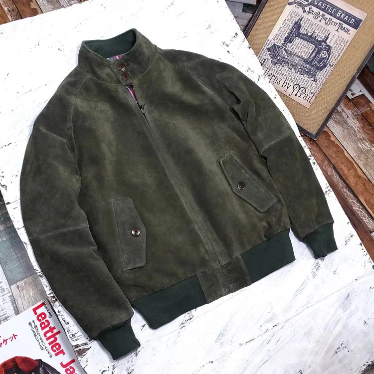

Мужская замшевая куртка, короткая куртка из натуральной коровьей кожи, армейского зеленого цвета, размеры XXXXL 3XL 4Xl, Осень-зима 2023
