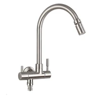 one in two out 4 points into the wall single cold dual use washing machine mop black faucet balcony laundry tub stainless steel