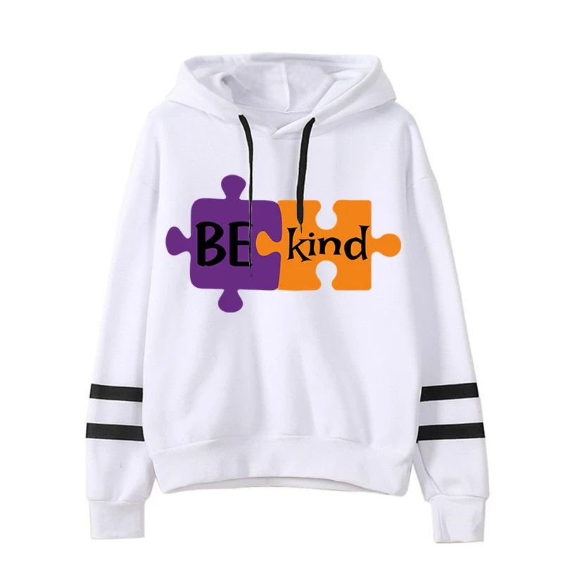 

Худи с принтом аутизма, Женские винтажные повседневные свитшоты Be Kind, женская одежда с мультяшным изображением пазла, модные женские худи с аутизмом 2023
