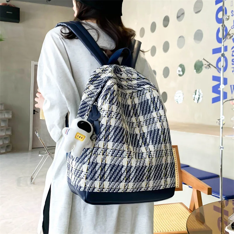 

Fashion Classic Pleated Nylon Retro Schoolbag Female Zipper Backpack Teenager College Student Put Book Laptop Japanese School