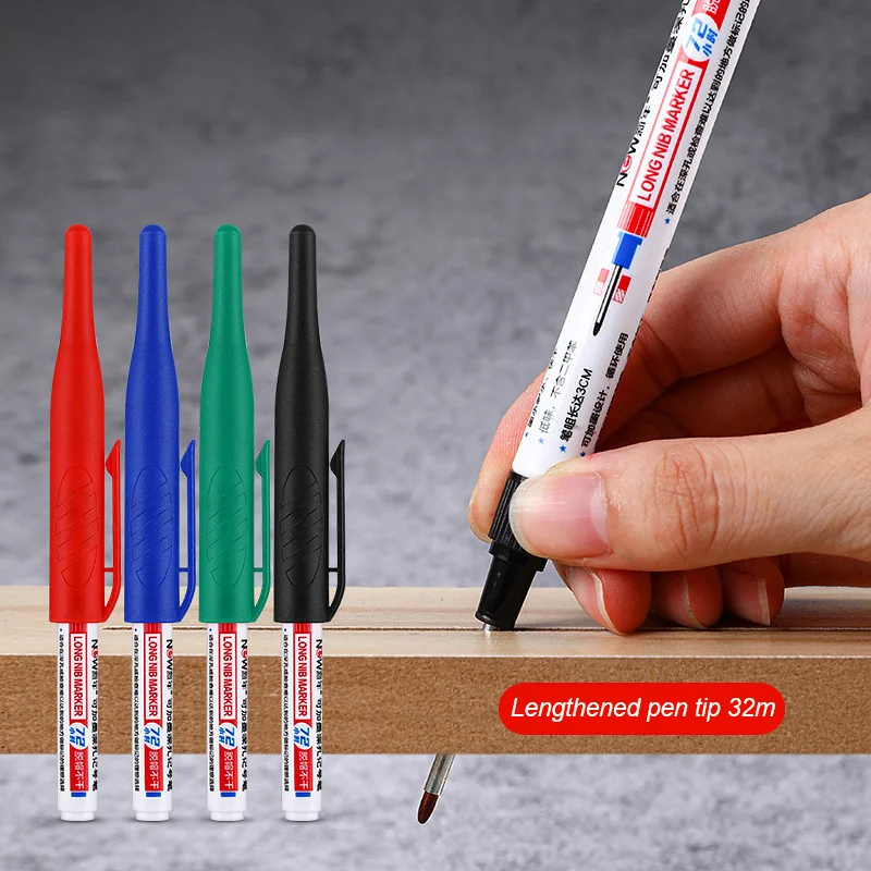 

32mm Long Head Markers Waterproof Permanent Construction Deep Hole Marker Pens Carpenter Pencil Woodworking Marking Pen Tool