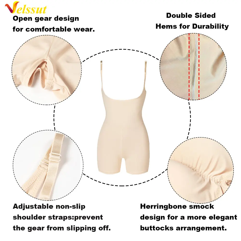 Velssut Bodysuit Shapewear for Women Tummy Control Butt Lifter Body Shaper Slim Hip Enhancer Vest Flat Belly Underwear Push Up
