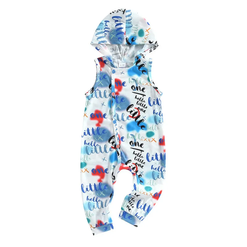 

Newborn Baby Boys Hooded Romper Summer Clothes 2023 Casual Letter Sleeveless Jumpsuit for Kids Baby Items Things Infant