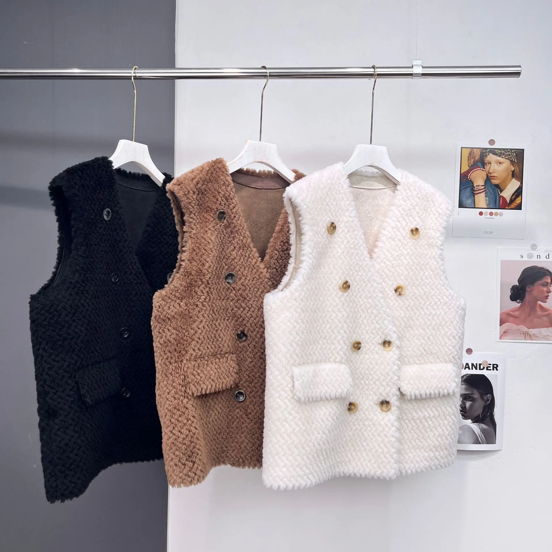 Новый австралийский шерстяной жилет в гранулах Женская майка с двойным рядом