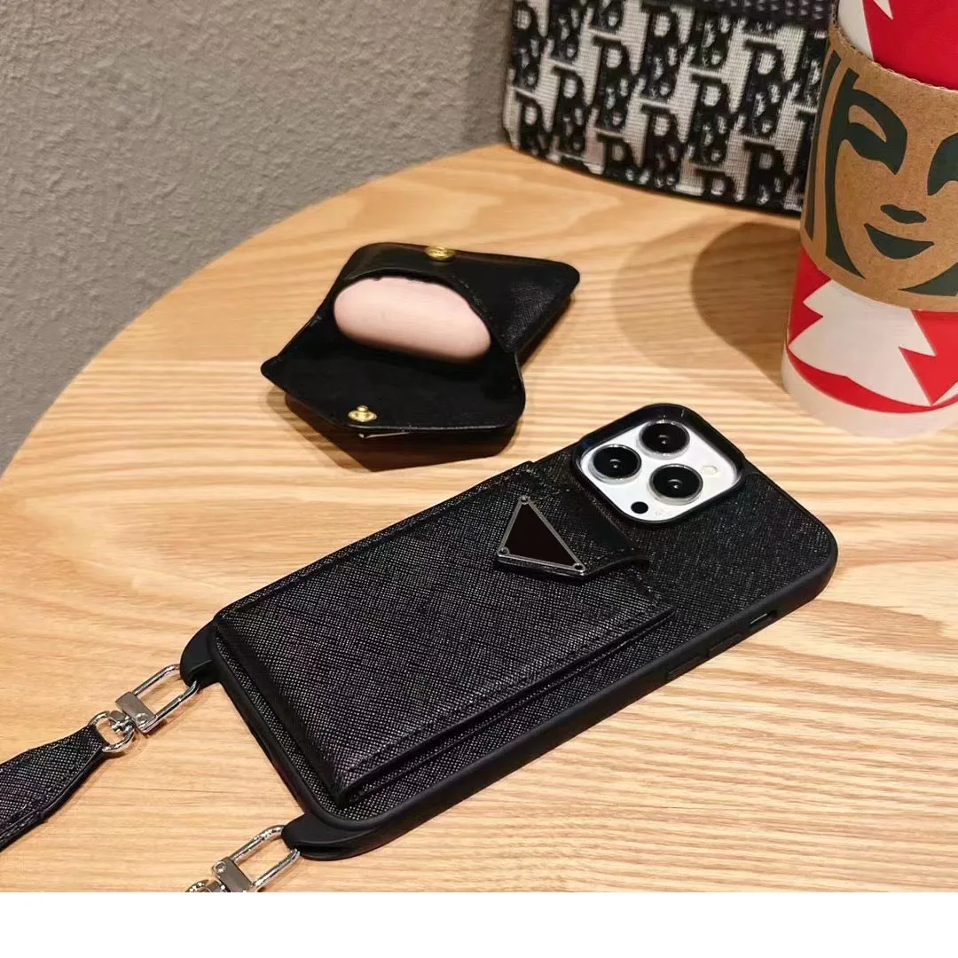 

Funda de cuero con cordón largo para teléfono, billetera con ranura para tarjeta, monedero, bolso a prueba de golpes para 15pro,