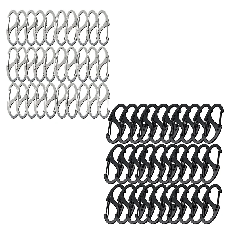 

30 Pack Small Metal 1.6Inch(41Mm) Carabiner Clip Dual Spring Wire Door Snap Hook Key Chain Chain Tool