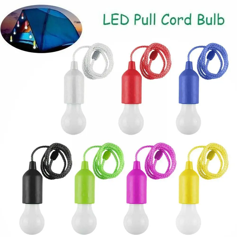 

Colorful Led Hanging Lamp Drawstring Light Tent Camping Bbq Outdoor Portable Pull Retro Bulbs Garden Lamp Parties Bulb Cord V1g0
