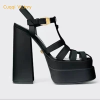 brand designer pumps luxury satin cloth crystal buckle spring summer female party runway shoes round toe high heels women sandal