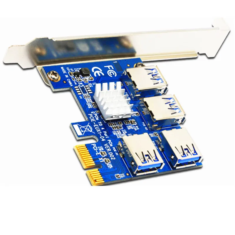 Переходник PCI-E на USB Riser Card с 1 4 порта USB3.0 адаптер PCIe X1 3 0 карта майнинга | Компьютеры