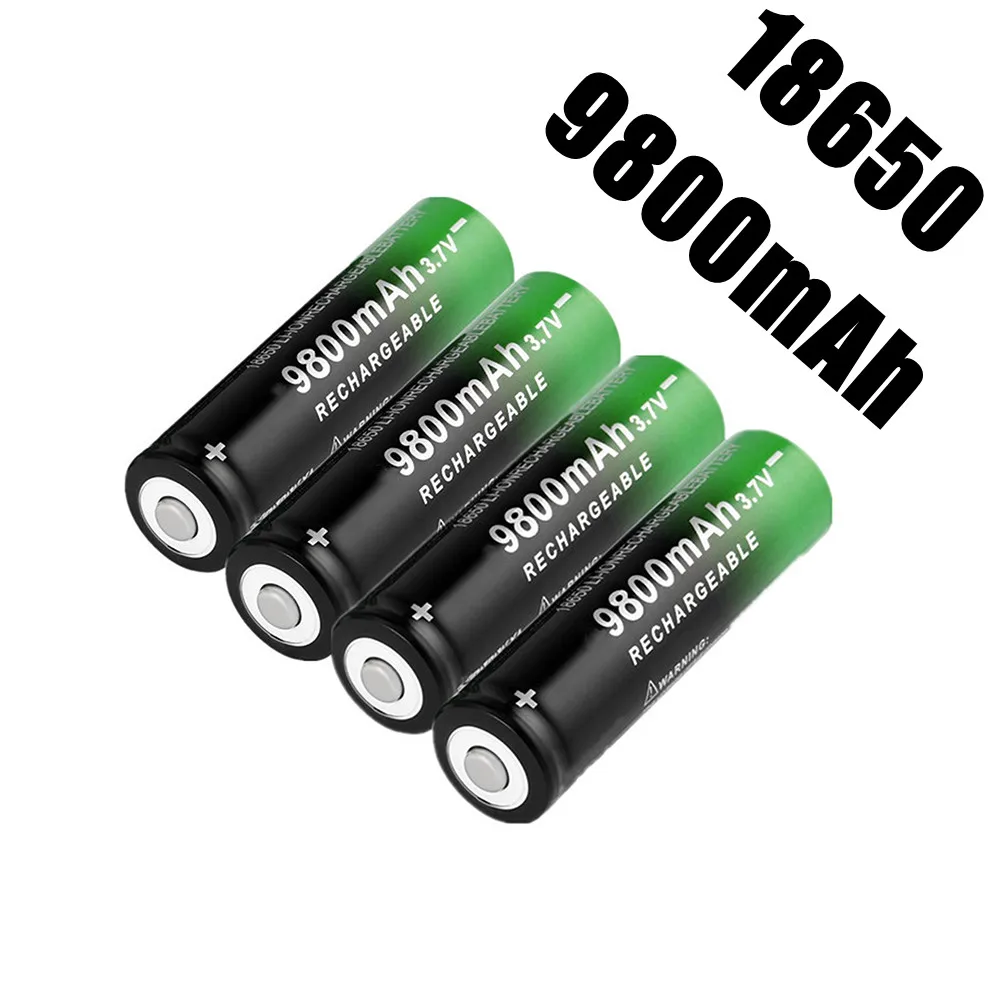 100% New 18650 Battery High Quality 9800mAh 3.7V 18650 Li-ion batteries Rechargeable Battery For Flashlight Torch+ Free shipping