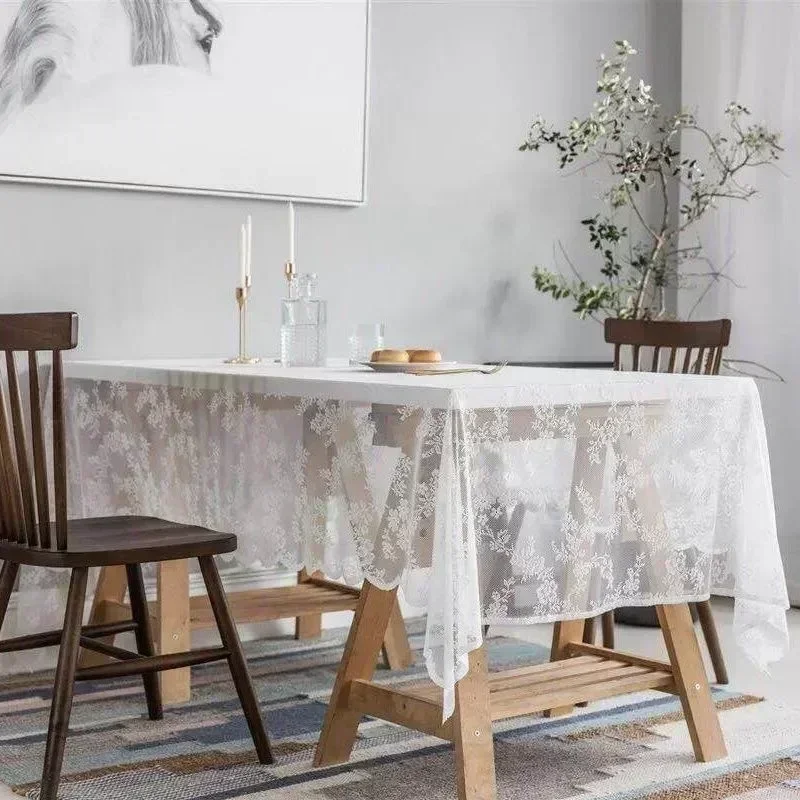 Nappe en dental blanche évidée maille vintage tissu de pique-nique rose couverture fond FTD491